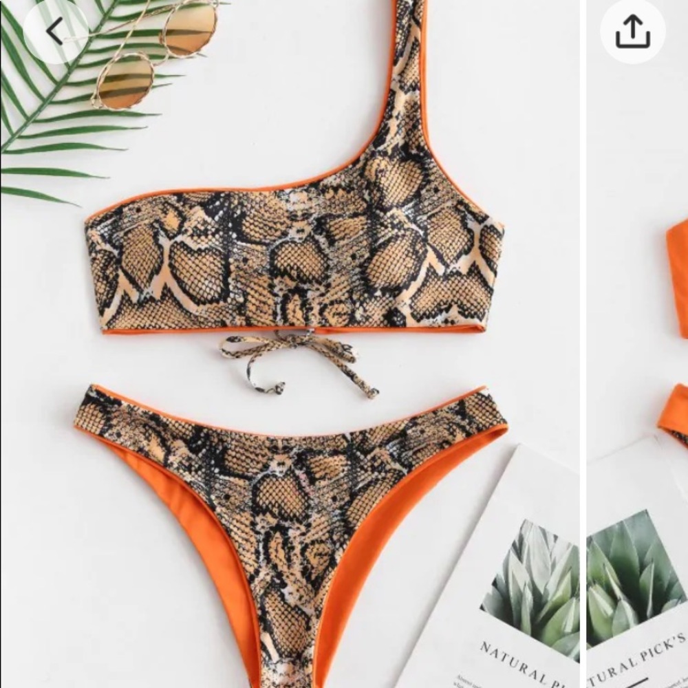 New ZAFUL Snakeskin leopard one shoulder top
